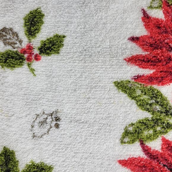 Vintage Terrycloth Christmas Theme Wrap Apron Pointsettia Flower Retro Handmade - Picture 7 of 8